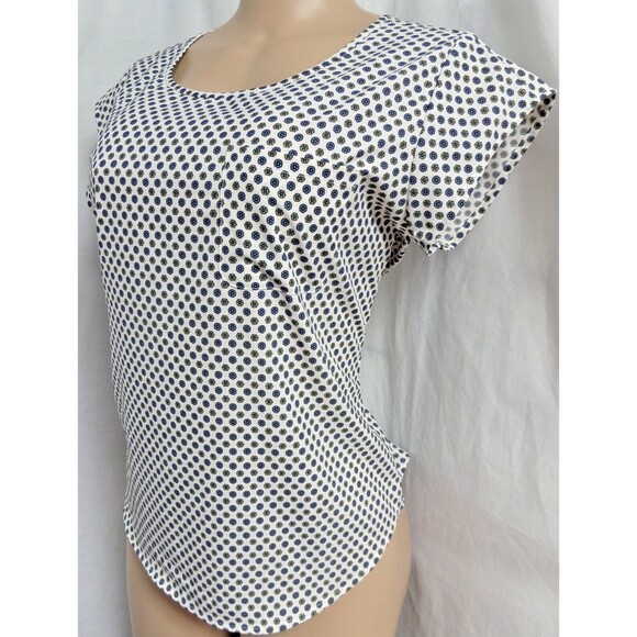 ANN TAYLOR MULTICOLOR IVORY FLORAL SHORT SLEEVE CAREER BLOUSE TOP SIZE: XL NWT - Picture 3 of 5